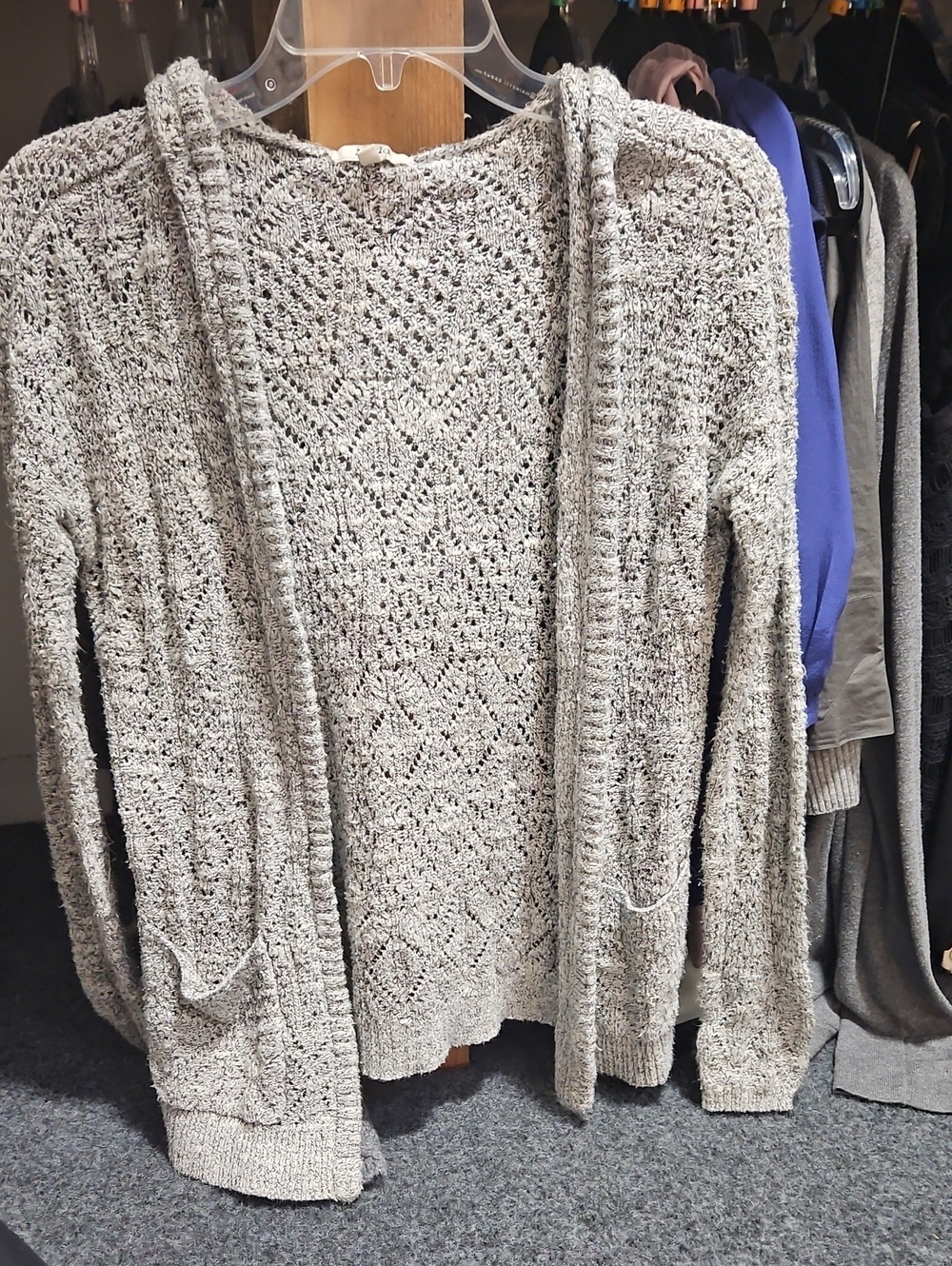 Mudd Light Gray Open-Front Knit Cardigan Sweater - Women